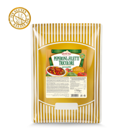 Filetes de Pimientos Tricolor a la Parrilla Bolsa de 1700 gr.